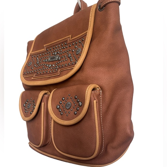 Montana West Western Studded CCW Backpack Brown - Picture 3 of 13